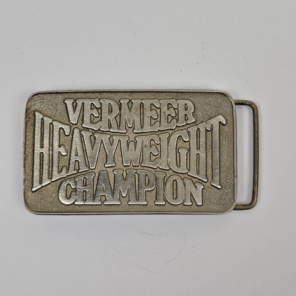 Vermeer Heavyweight‎ Champion Belt Buckle Spec Cast Inc Vtg Agriculture Farmer